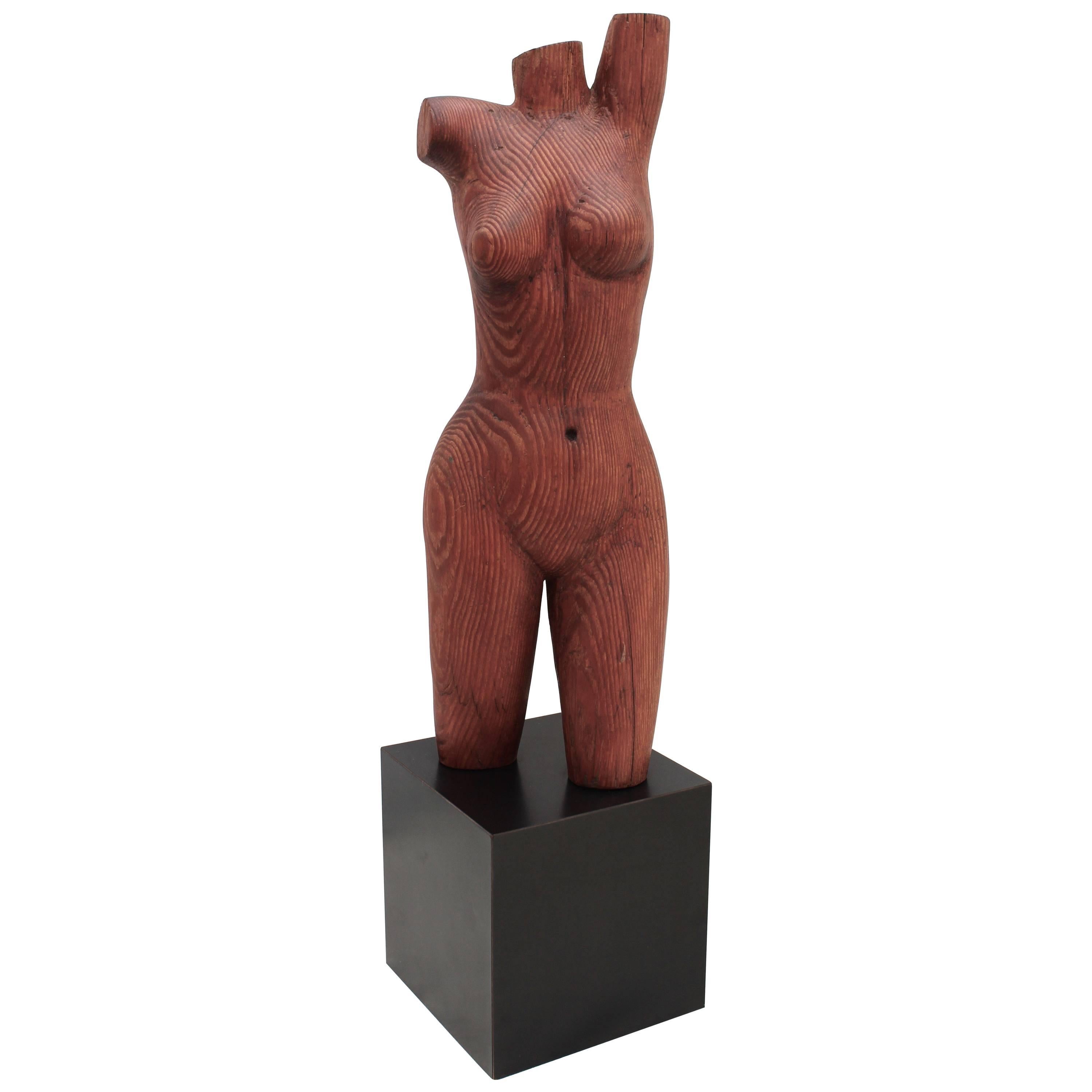 Carved Wood Female Sculpture