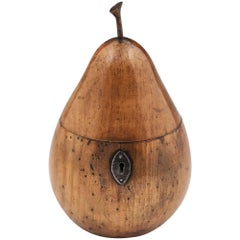 Antique Treen Pear Fruit Tea Caddy 19th Century