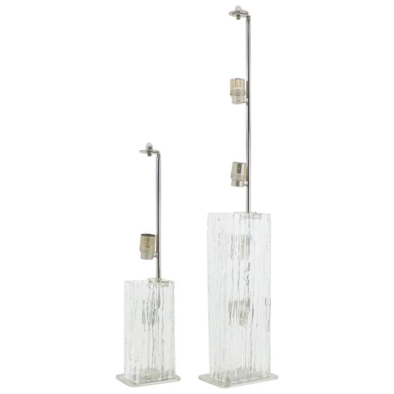 Pair of Glass Table Lamps by Kalmar, Germany 1960s For Sale