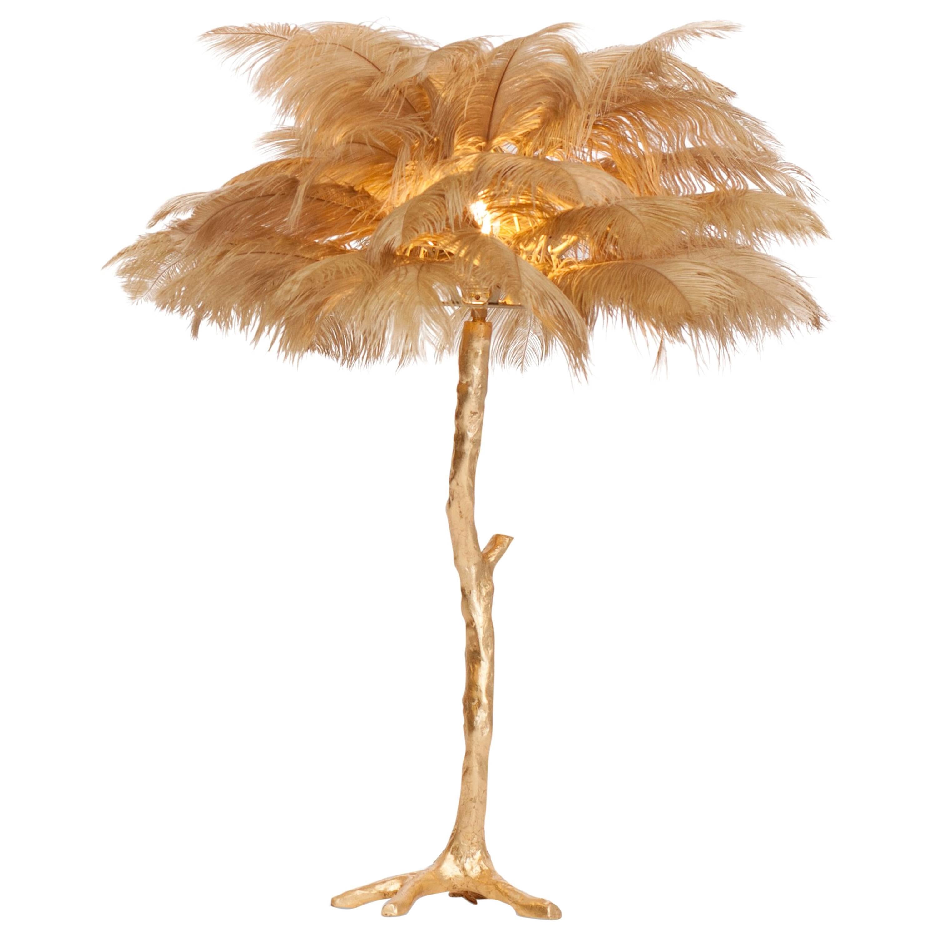 Golden Feathered Tree Lamp Gold