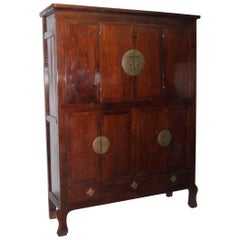 Antique Walnut Tall Cabinet, Leopard Legs, Chinoiserie