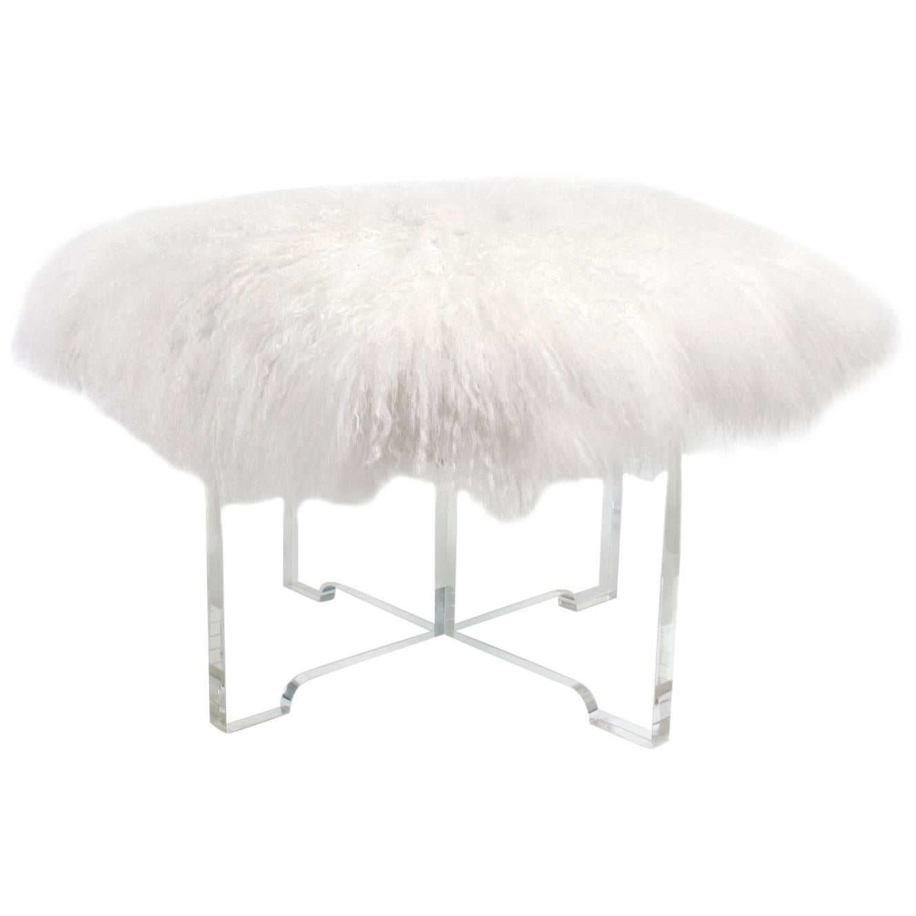 Mongolian Lamb and Lucite Bench