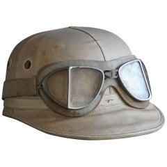 Mid-20th Century English Racing Helmet with Goggle