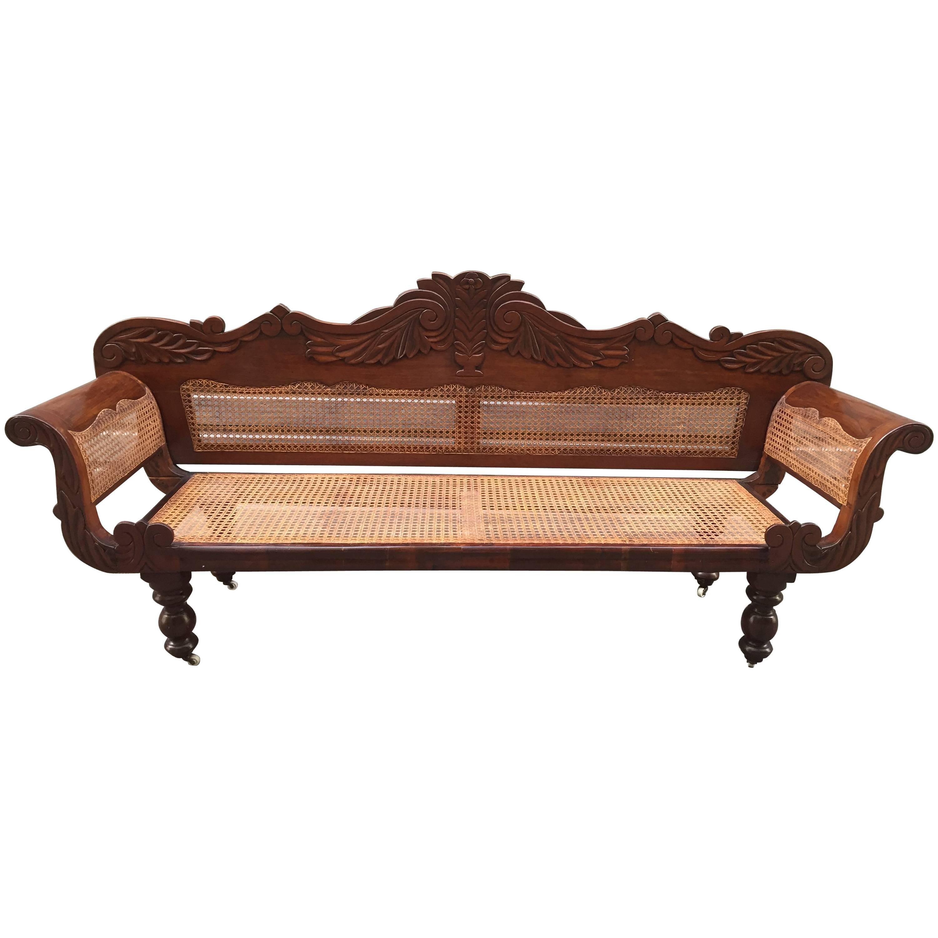 19th Century West Indies Cedrela and Caned Settee