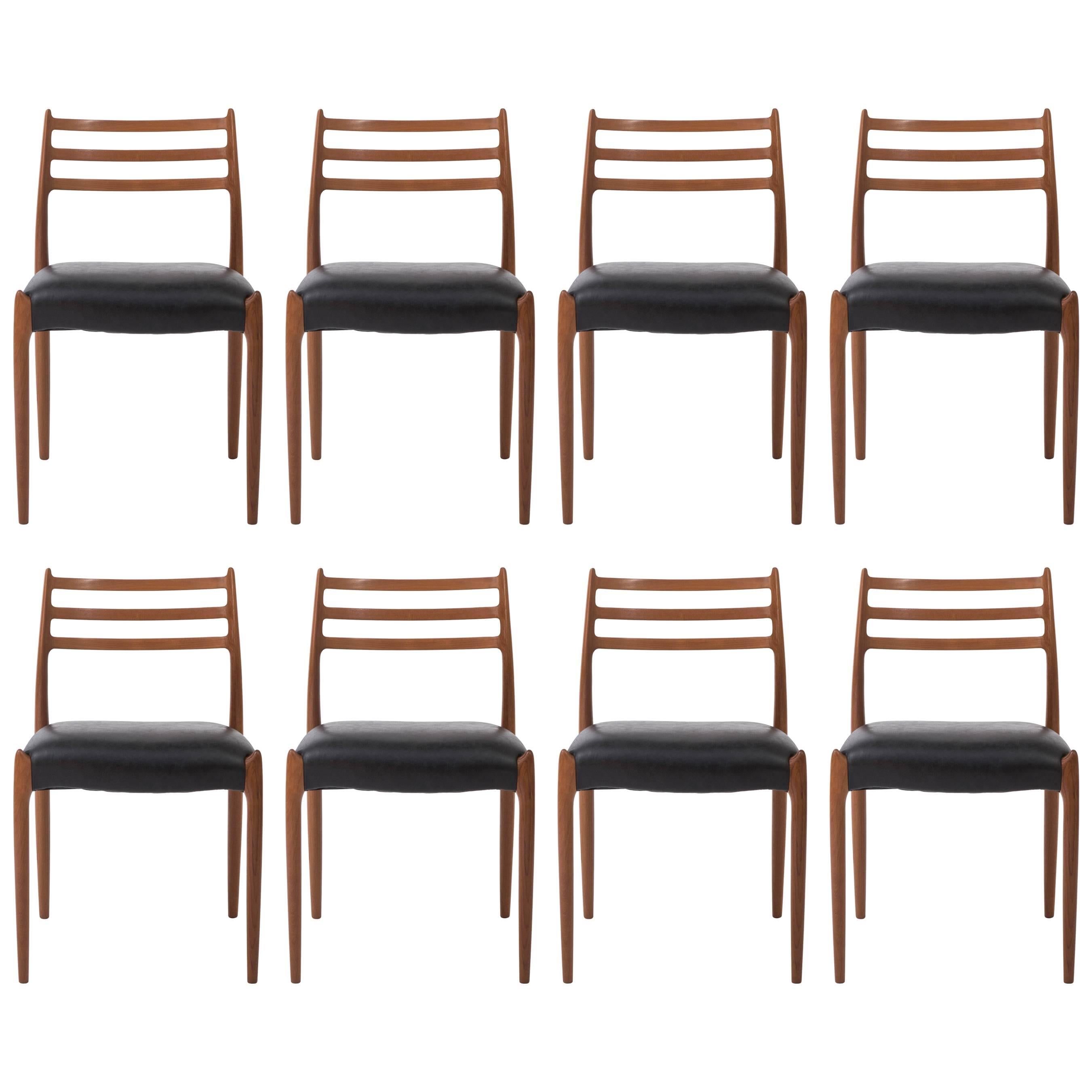 Niels Møller set of eight teak dining chairs, Denmark circa 1960