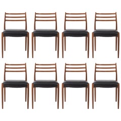 Niels Møller set of eight teak dining chairs, Denmark circa 1960
