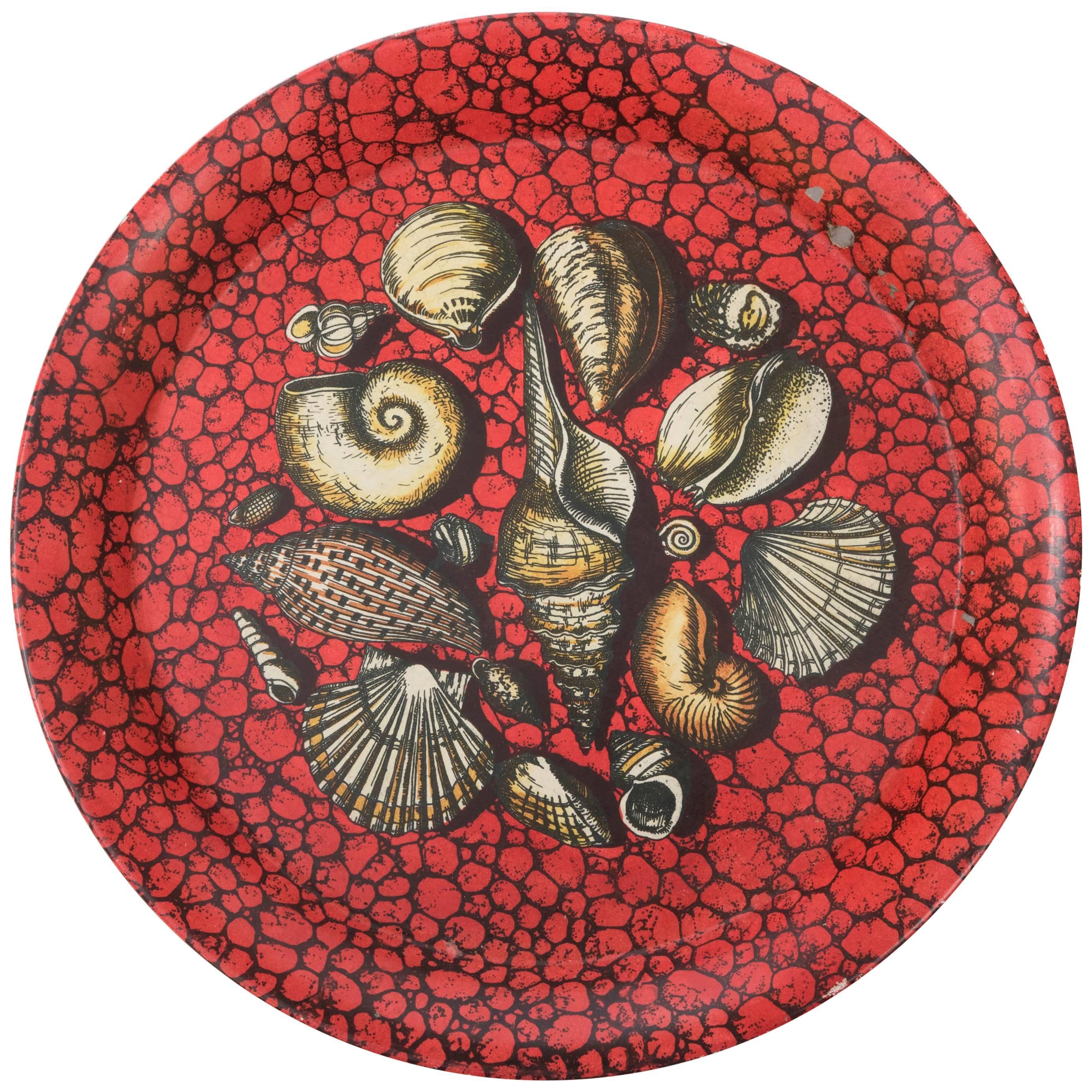 Piero Fornasetti metal serving tray lithographically printed, Italy circa 1950