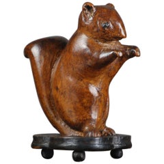 Early 20th Century Naive Carved Wood Squirrel