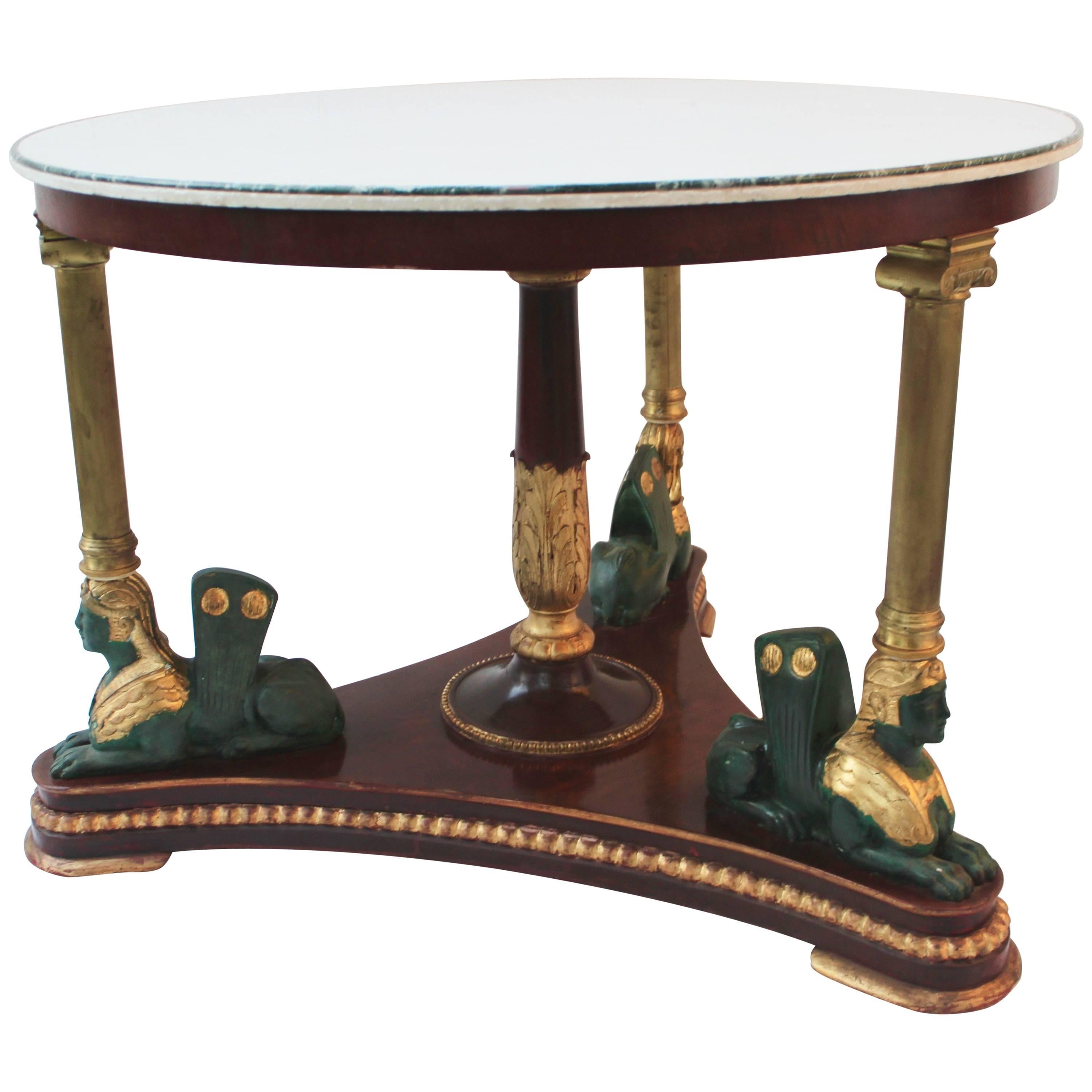 Italian Egyptian Revival Center Table For Sale