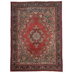 Antique Persian Mahal Rug with Rustic English Country Style