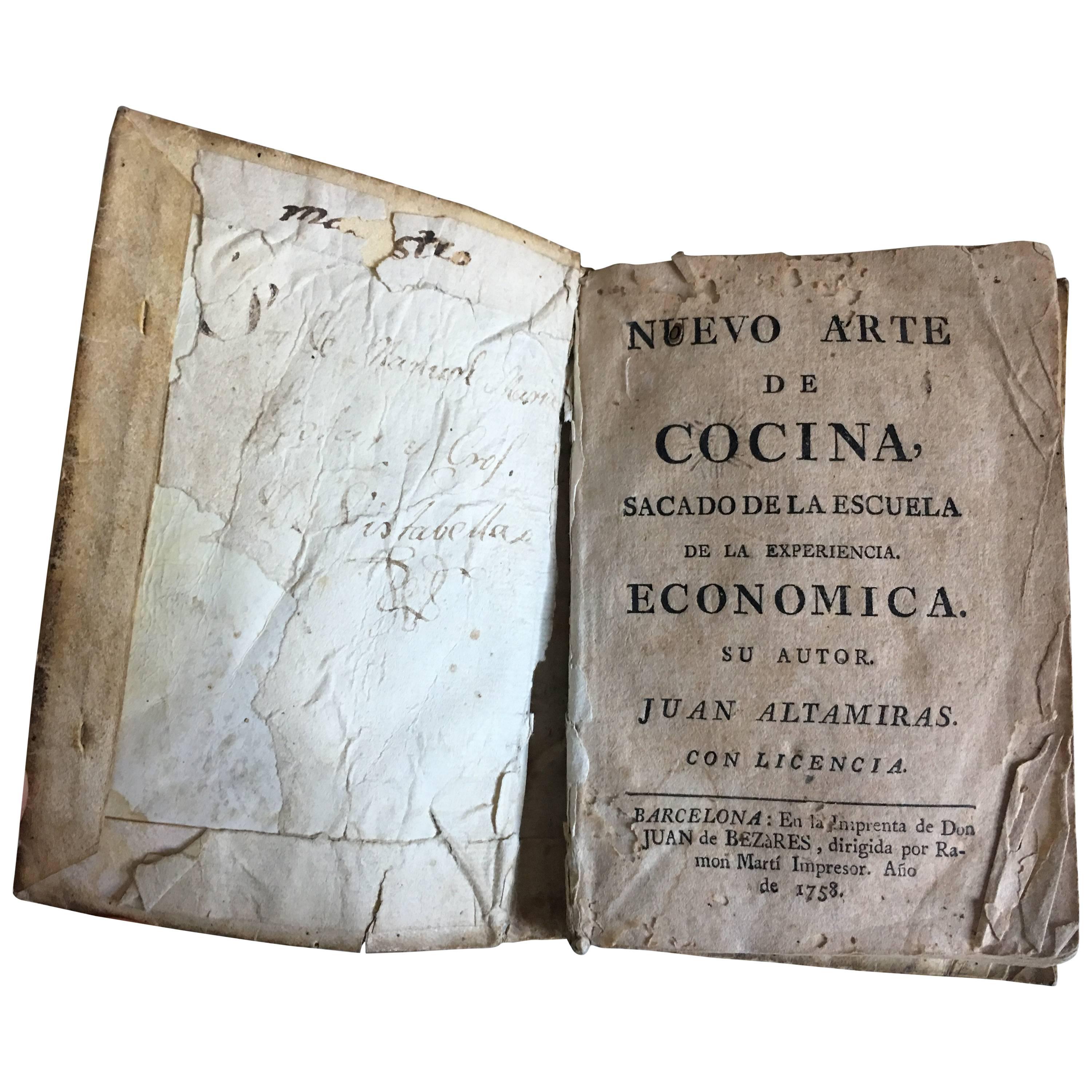 18th 1st Edition of "New Art of Cooking" in Spanish by Juan Altamiras