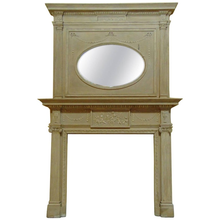 Fireplace And Over Mantle Gesso And Pine 19th Century In The Adams