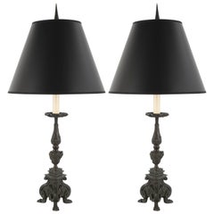 Pair of Italian Baroque Bronze Table Lamps