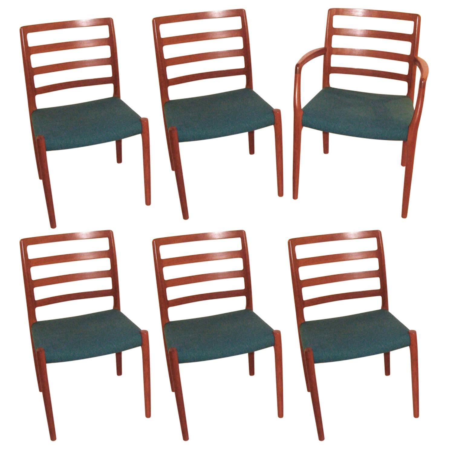 Set of Six Niels Moller Danish Dining Chairs For Sale