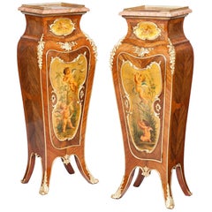 Antique Pair of French 19th Century Gilt Painted Wooden Pedestals