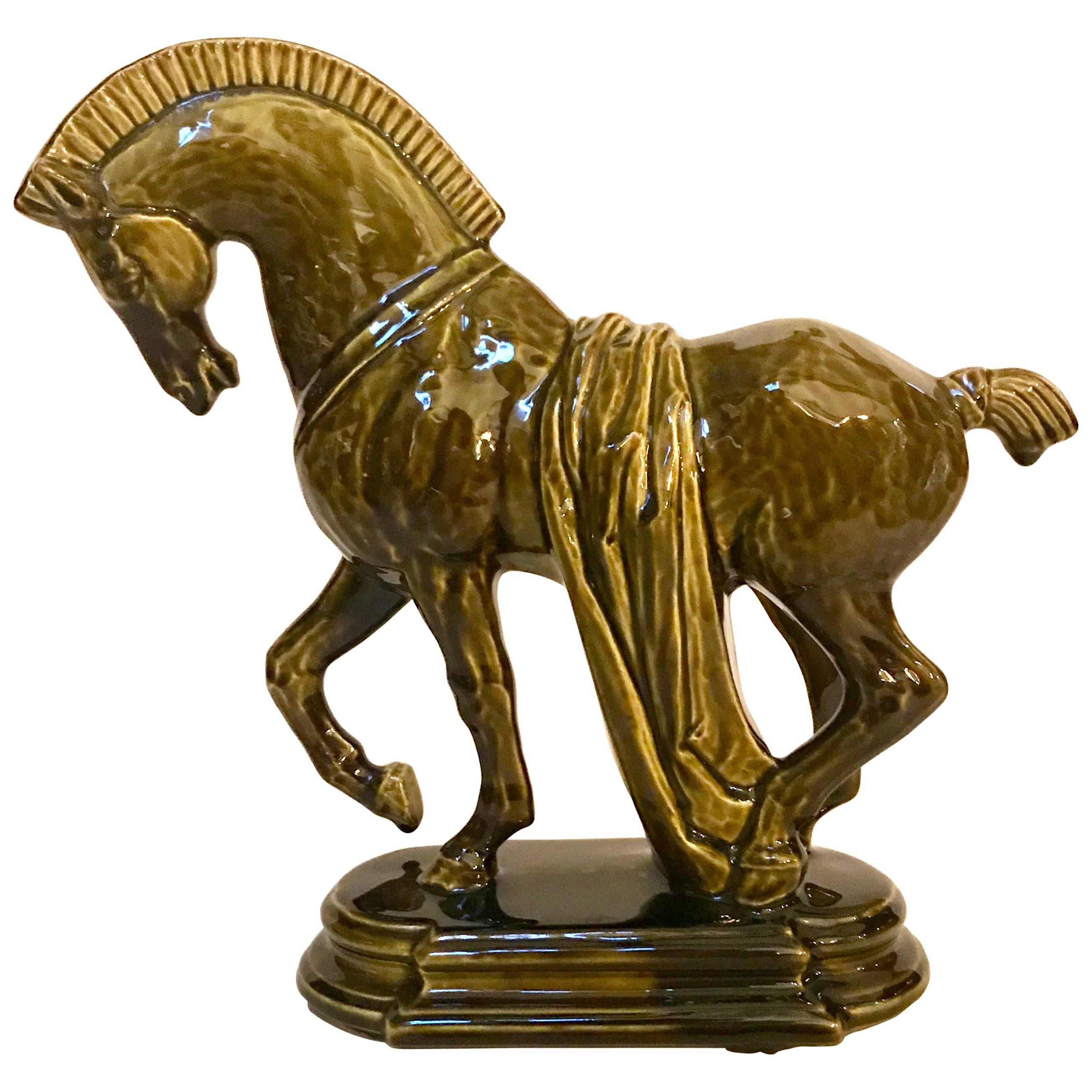 Midcentury Ceramic Greek Horse Statue