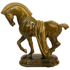 Vintage Midcentury Ceramic Greek Horse Statue