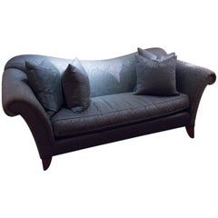 Fantastic Sofa! Art Deco Silk Graciously Curved With Down Cushions and Pillows