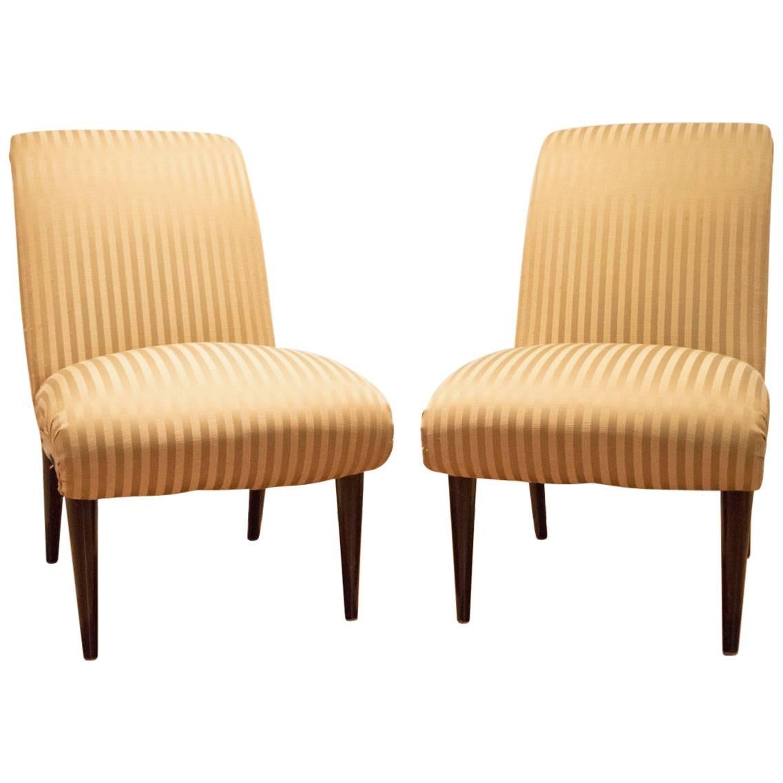 Pair of High Quality Viennese Biedermeier Style Art Deco Flare Slipper Chairs