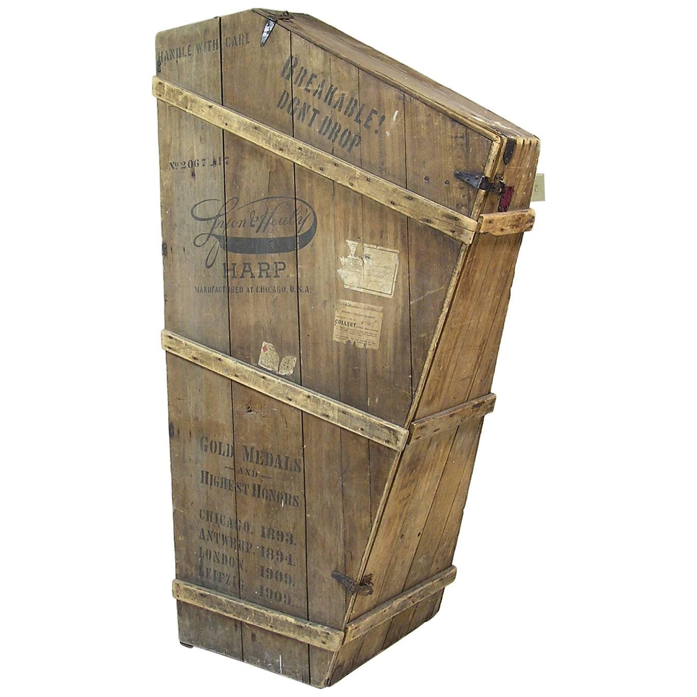 1920s Lyon and Healy Harp Crate Storage Unit For Sale