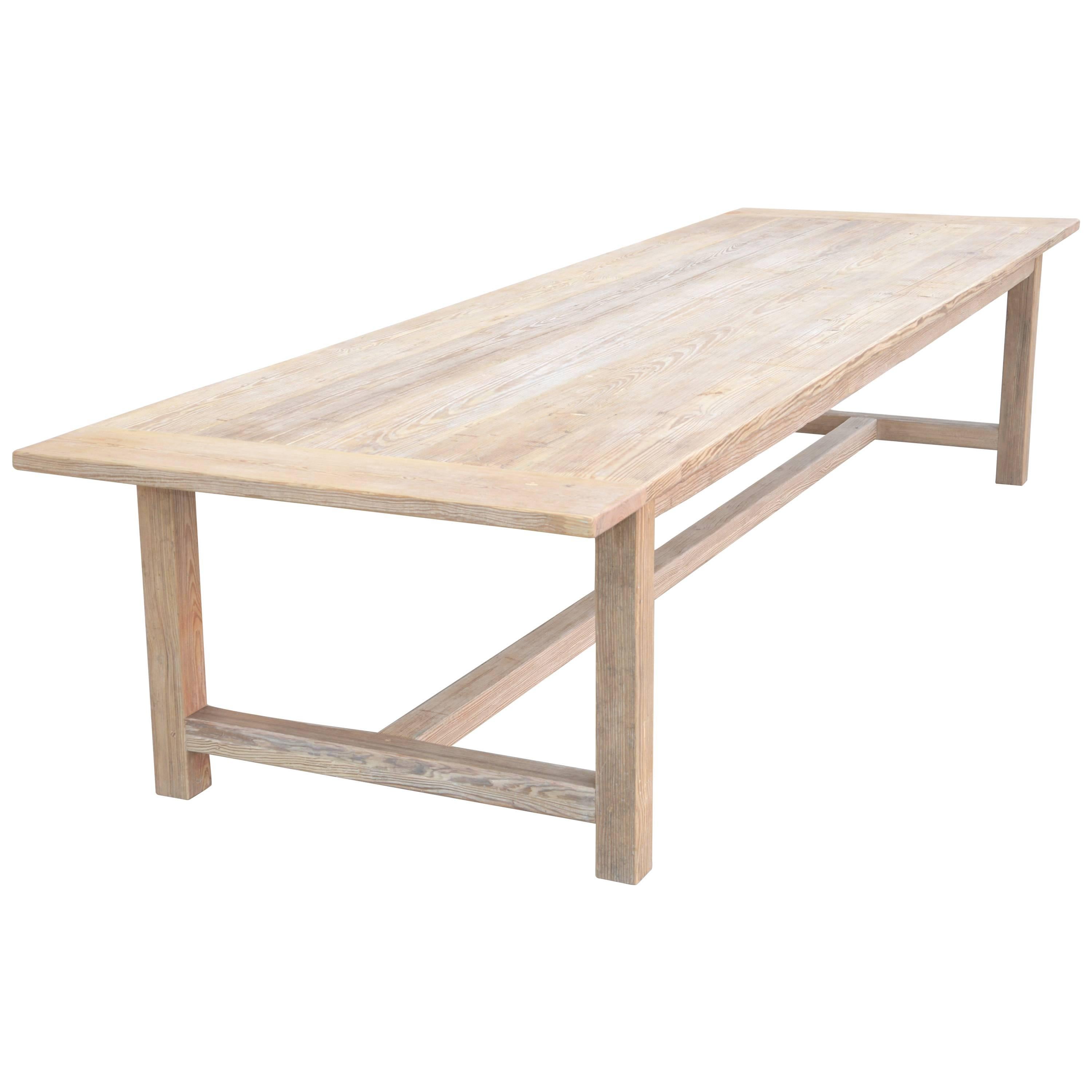 Large Custom Farm Table in Heart Pine, Built to Order by Petersen Antiques