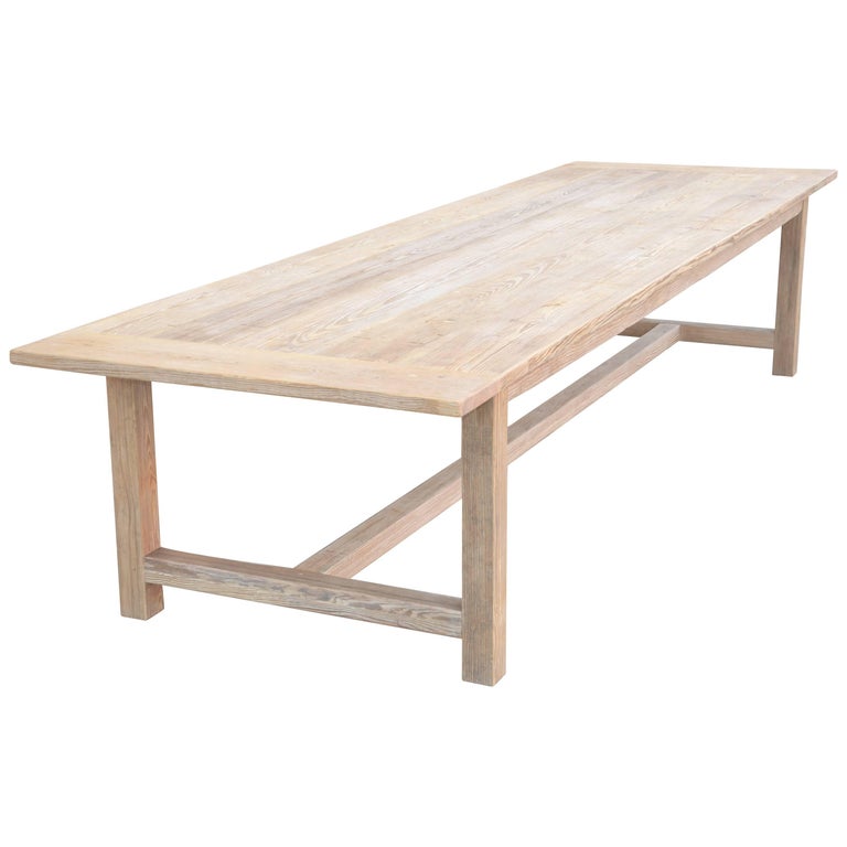 Large Custom Farm Table in Heart Pine, Built to Order by Petersen