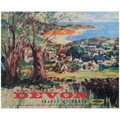 Original Vintage British Railways Poster, Devon, Travel by Train