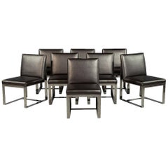 Set of Eight Chrome Modern Dining Chairs