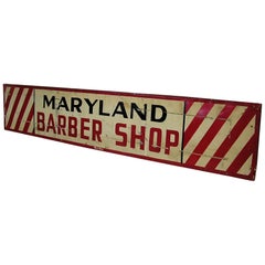 Retro 1950s Metal Maryland Barbershop Sign