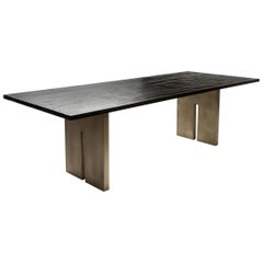 Contemporary Salome Dining Table with Split Bamboo and Brass by Aguirre Design