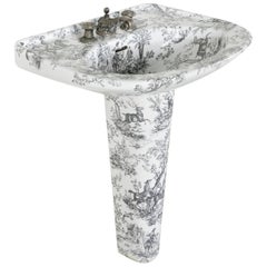 Used Rare Mid-20th Century French Porcelain of Paris Toile Pedestal Sink