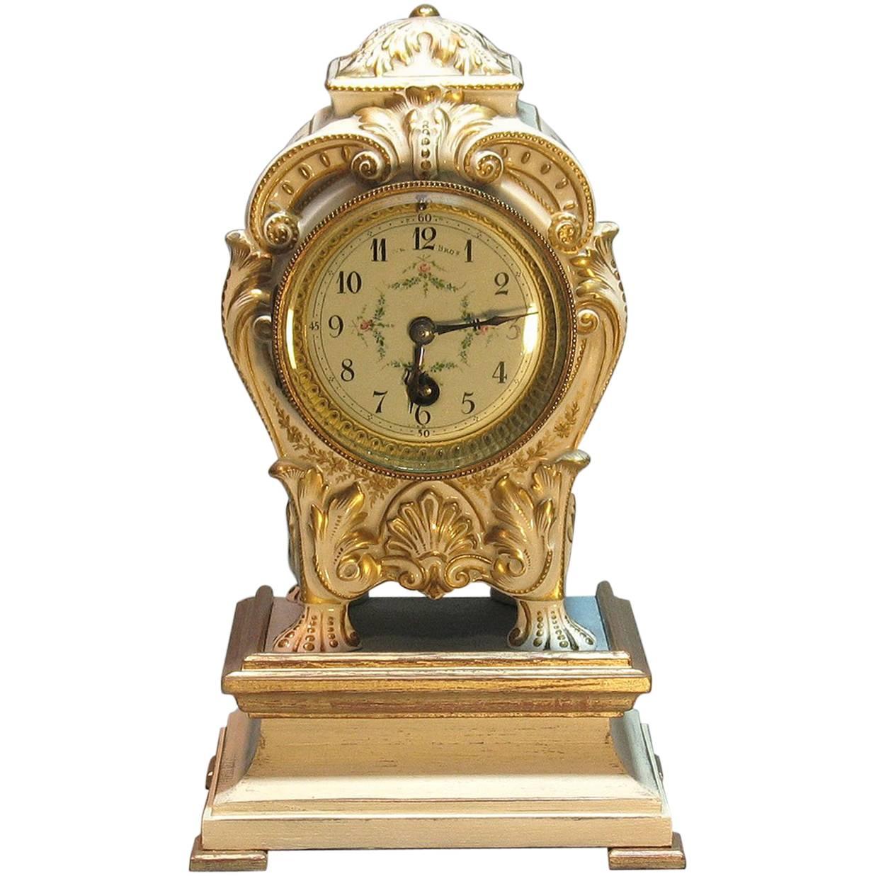 Louis XVI Style Porcelain Mantle Clock, French, Late 19th Century