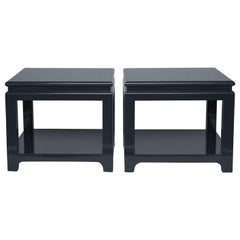 Pair of Large Lacquered End Tables 