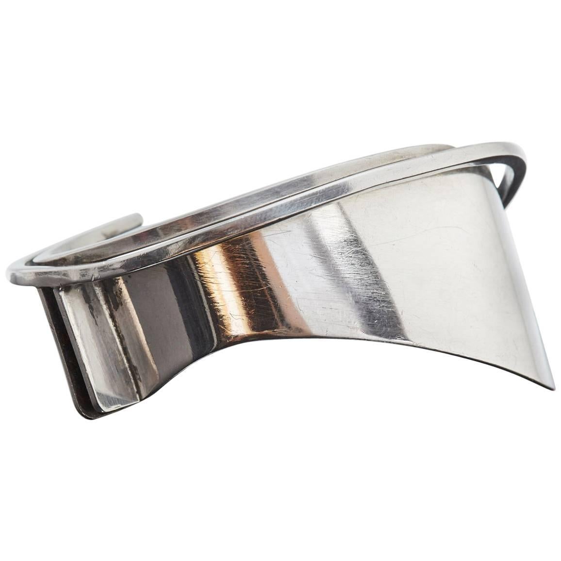 Modernist Sterling Silver Cuff Designed by Ed Wiener, 1950s For Sale