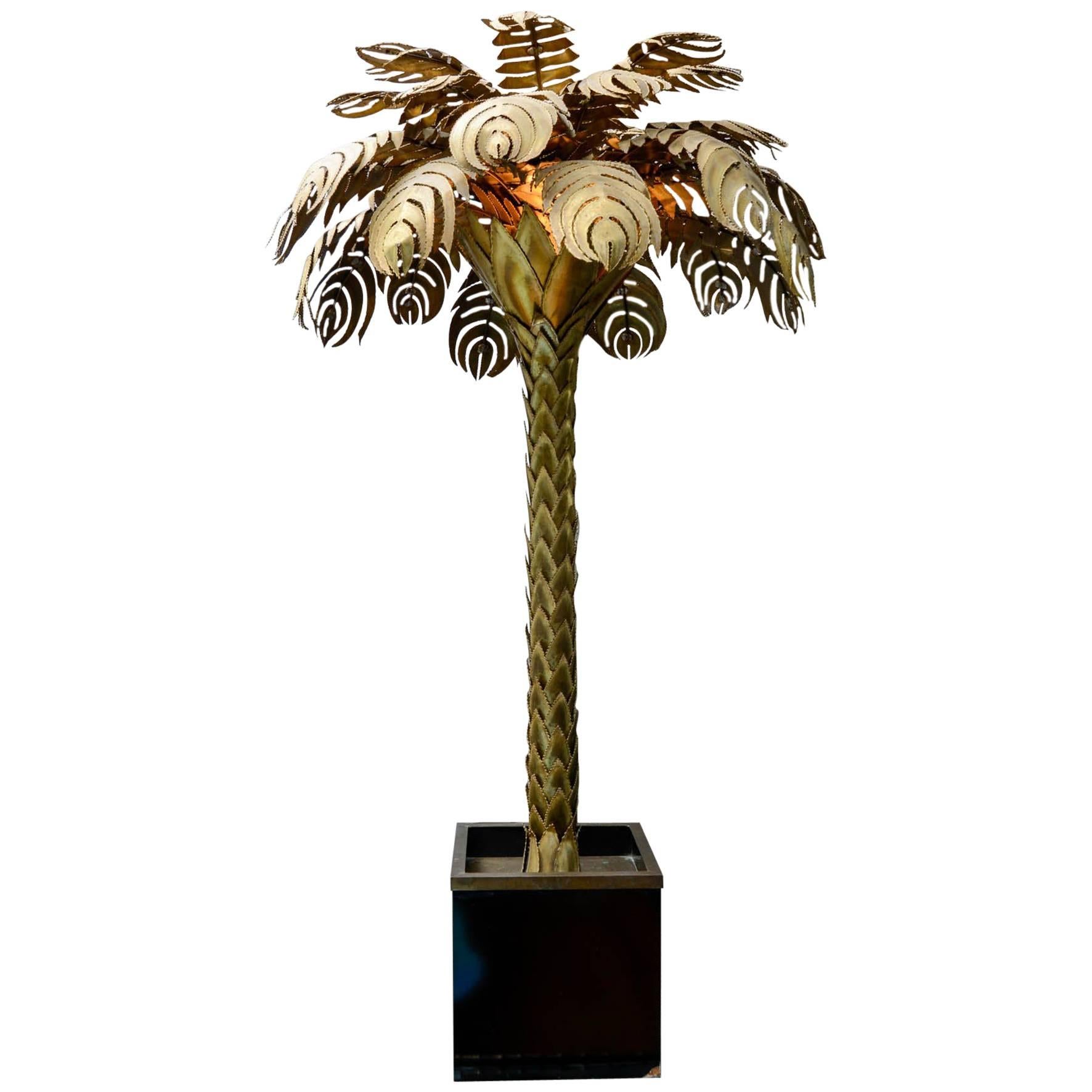 Brass Palm Tree Lamp Attributed to Jansen