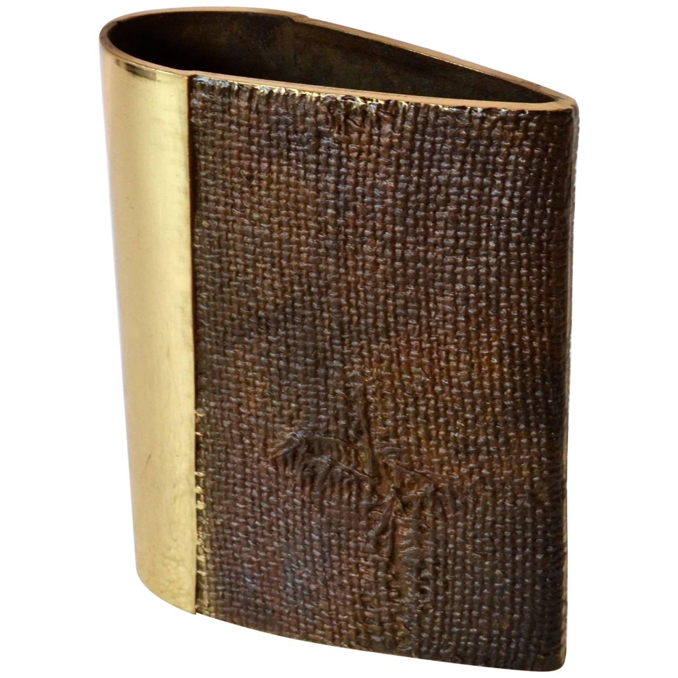 Brutalist Bronze Cast Vase by Saviato in Teardrop Shape with Textural Finish