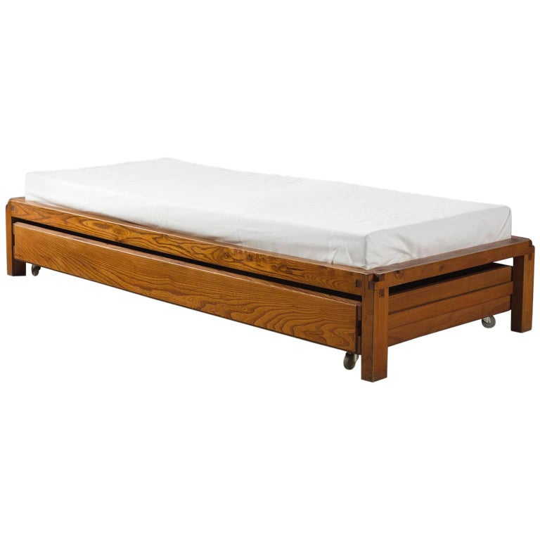 Pierre Chapo Solid Elm Bed For Sale at 1stdibs