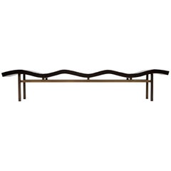 Elegant Bamboo Wave Bench with Split Bamboo and Brass Base by Aguirre Design