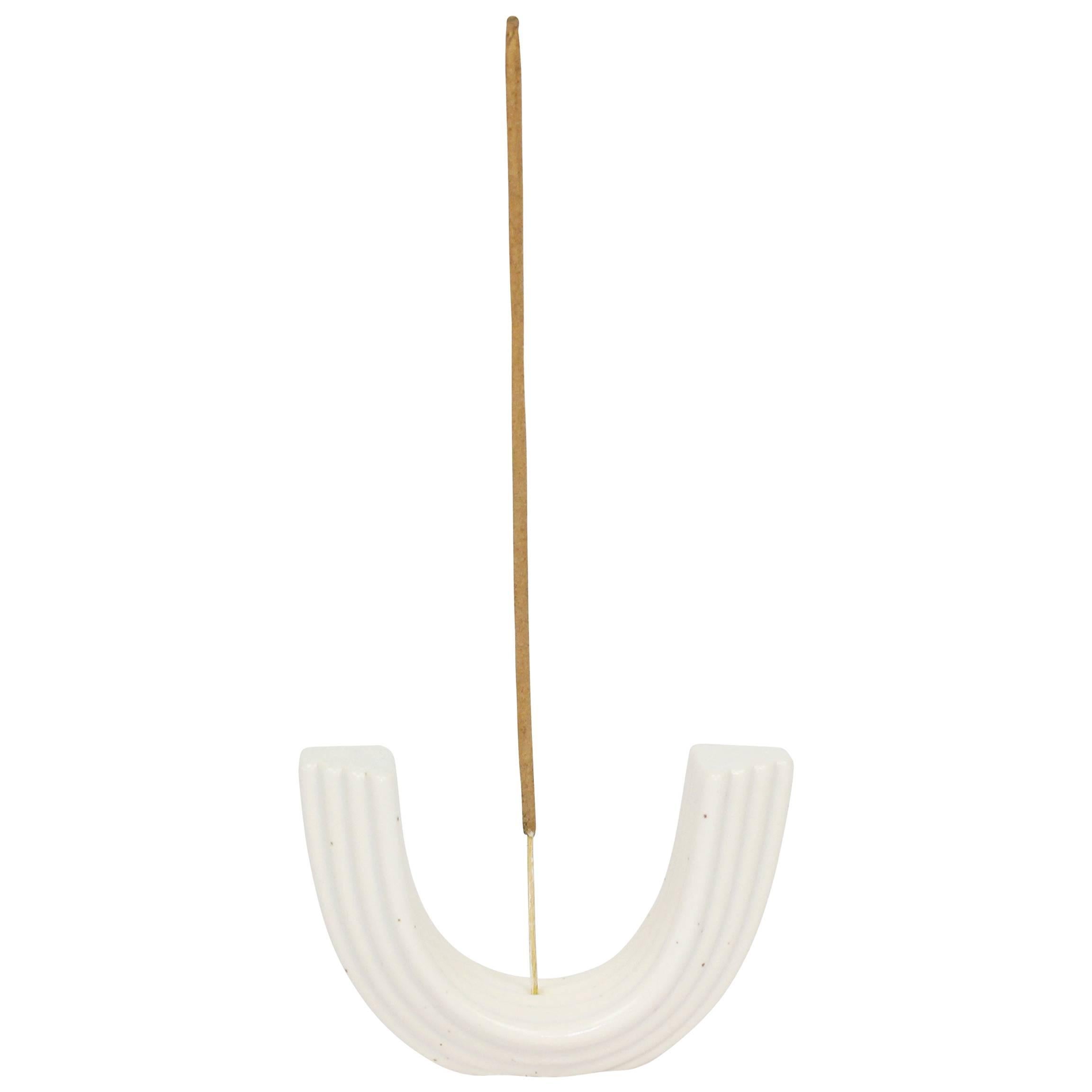 Contemporary Handmade Arch Incense Holder Tabletop-White Speckle
