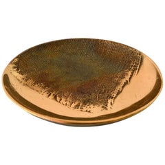 Brutalist Bronze Cast Round Dish by Saviato