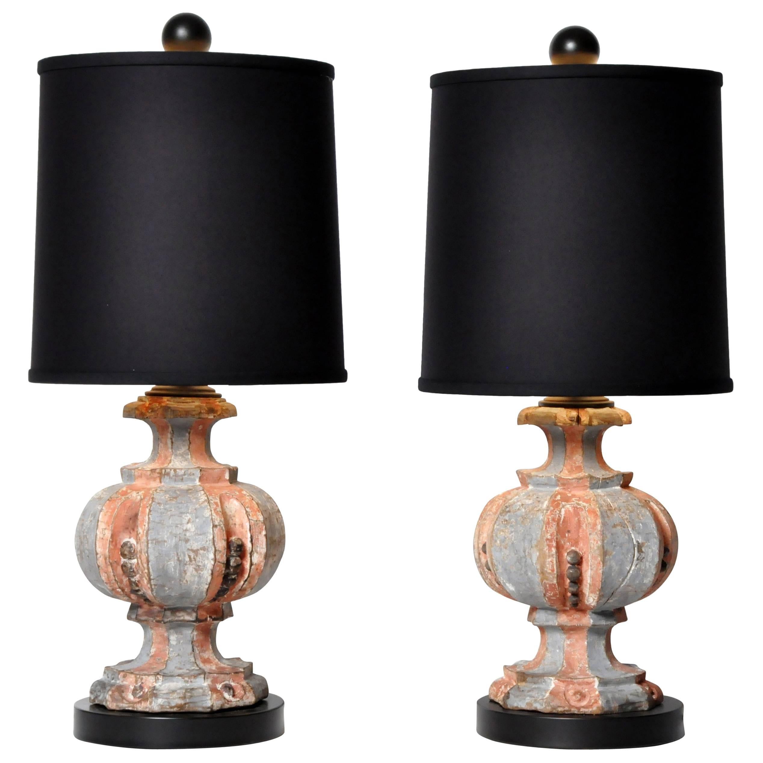 Pair of Wooden Finials Lamps