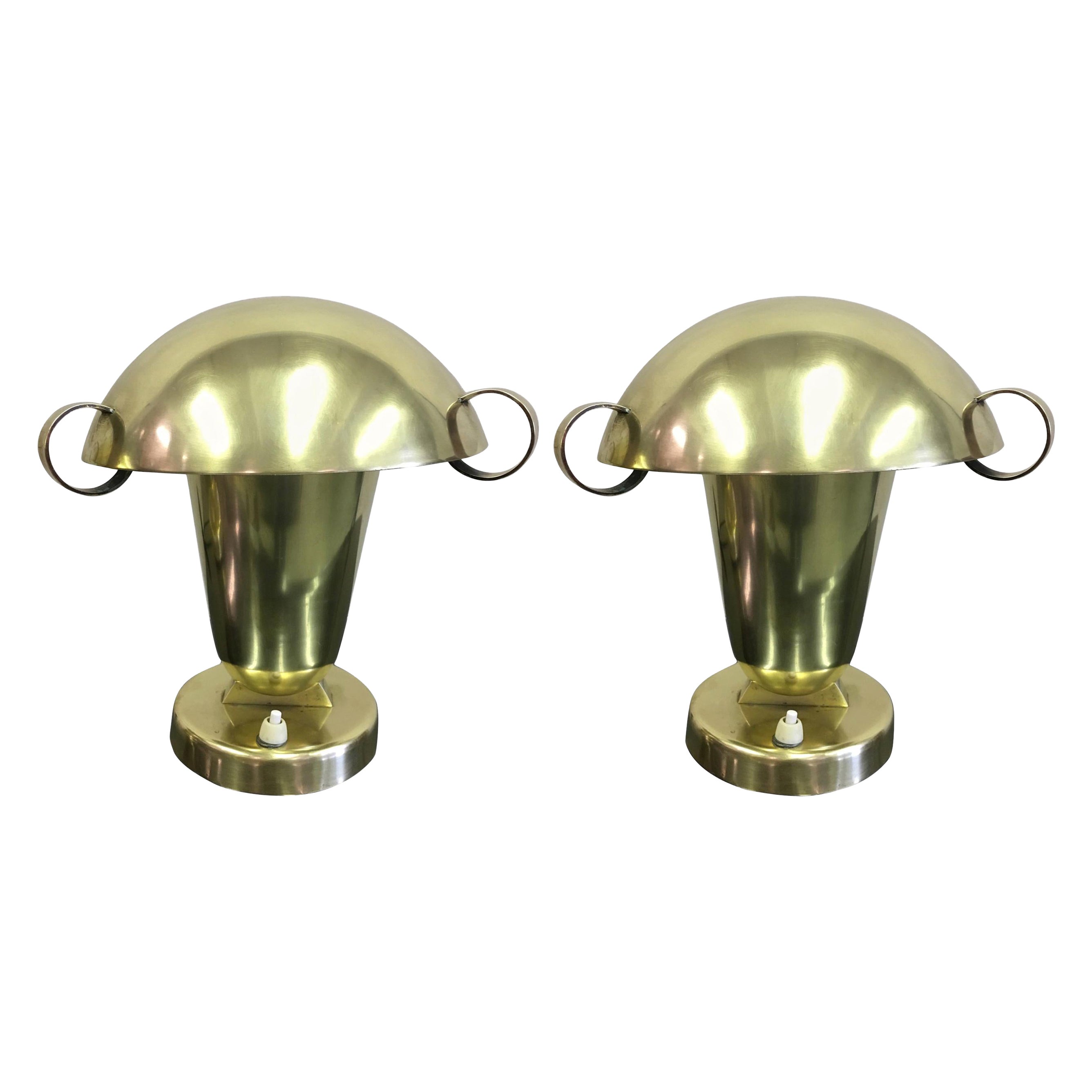 Pair of Italian Modern Neoclassical Brass Table Lamps, Gio Ponti & Fontana Arte