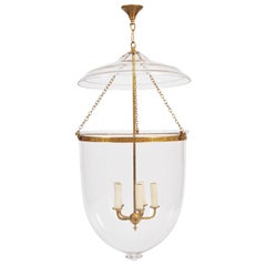 Large Clear Glass Storm Lantern with Brass Fittings