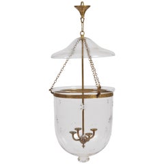 Large Glass Star Design Storm Lantern with Brass Fittings