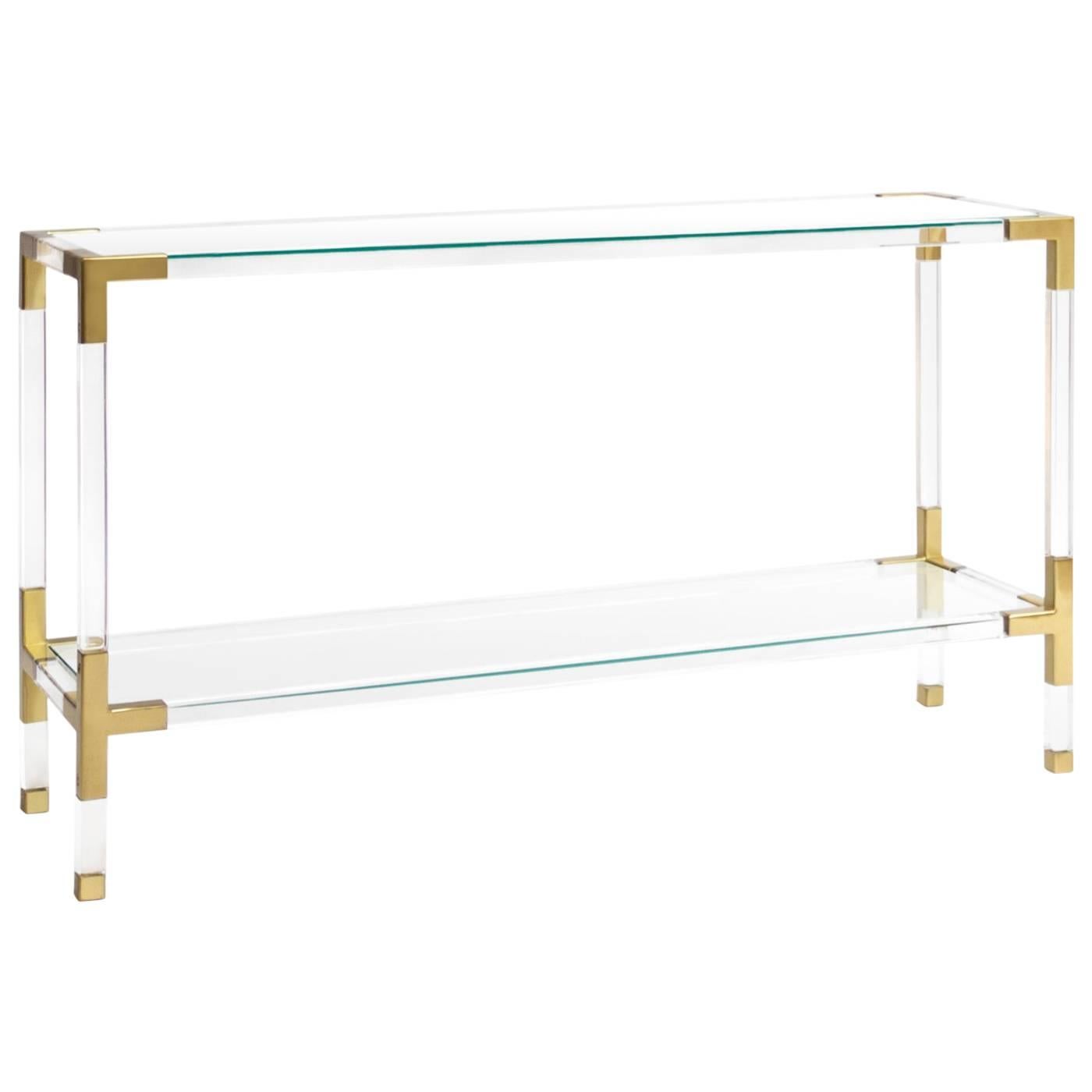 Jacques Acrylic and Brass Console by Jonathan Adler For Sale