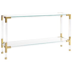 Jacques Acrylic and Brass Console by Jonathan Adler