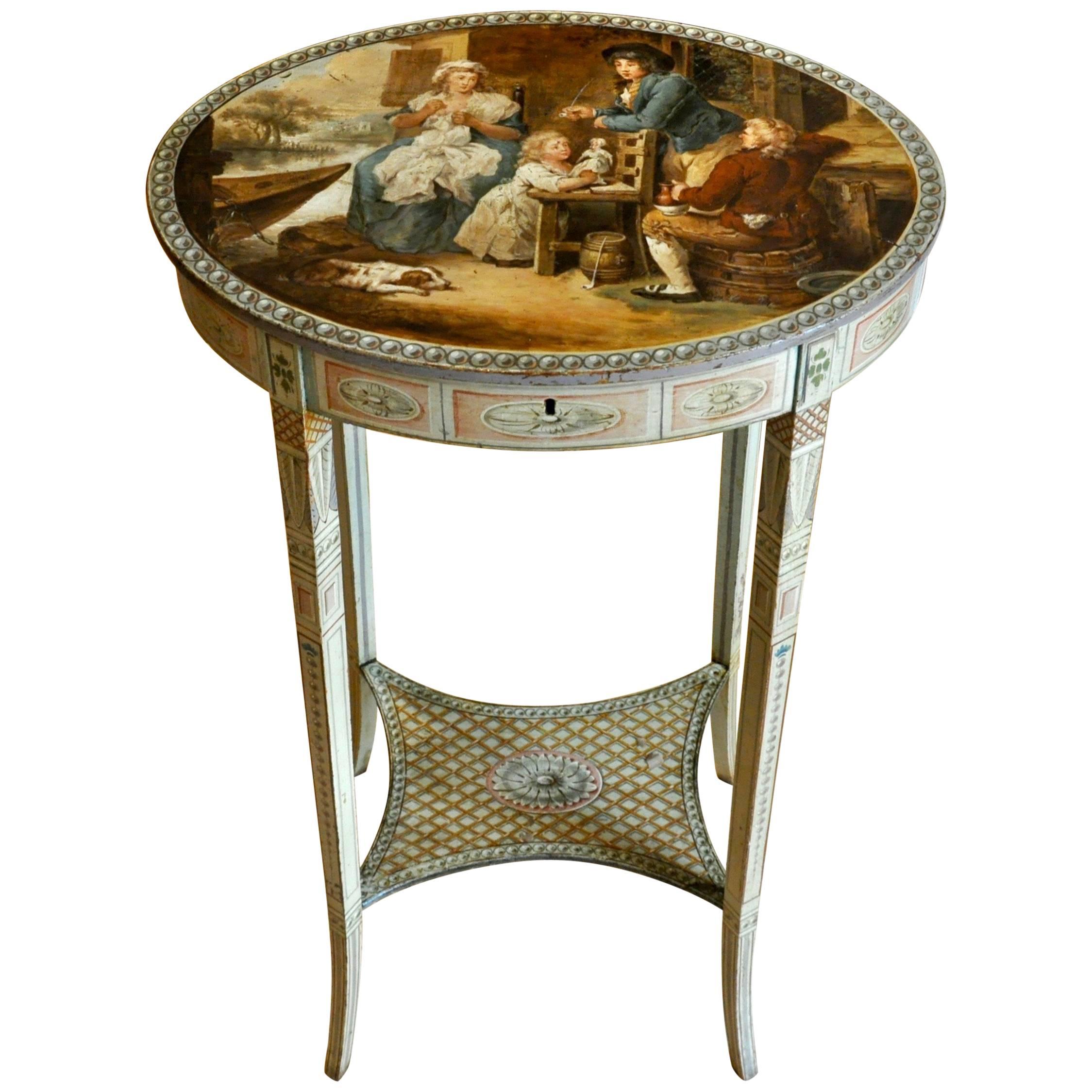 Period English Robert Adam Painted Neoclassical Work Table, circa 1770 For Sale