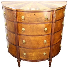 Demilune Commode in Wood with Lion's Head Ormlou Mounts