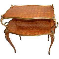 Antique French Louis XV Style Walnut, Kingwood and Ormolu Parquet Étagère, circa 1890