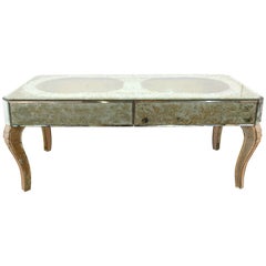 Vintage Mirrored Glass Coffee Table with Vignetted Shadow Box Effect